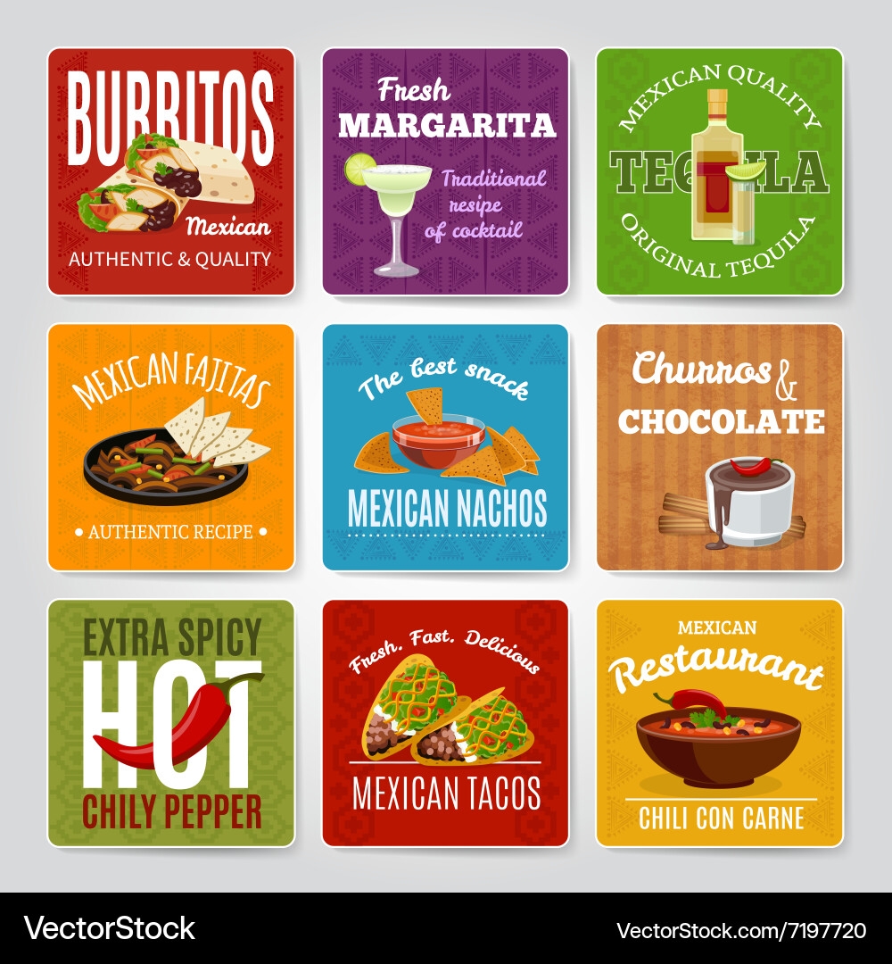 Mexican Food Labels Set Royalty Free Vector Image