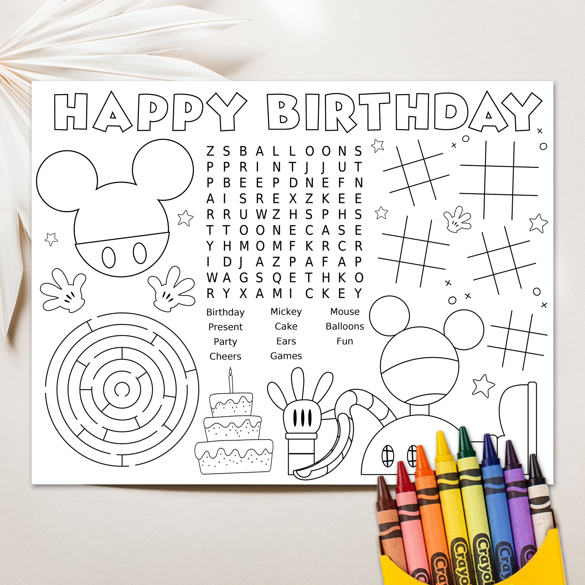 Mickey Mouse Coloring Page Mickey Activity Page Mickey Mouse Birthday Party Activity Placemat Printable Mickey Mouse Party Game Etsy