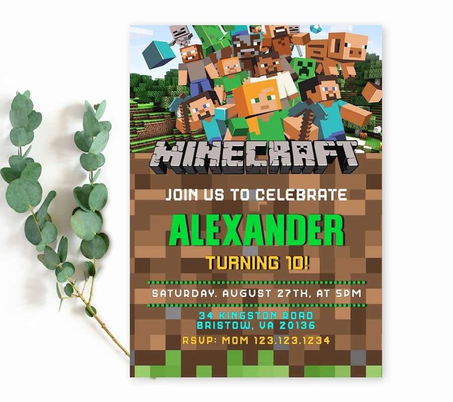 Free Printable Minecraft Birthday Invitations
