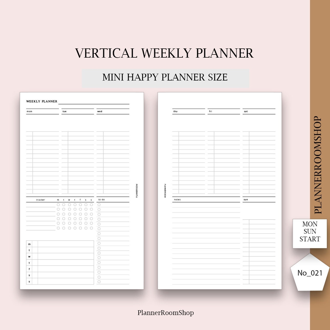 MINI Happy Planner Printable Minimal Vertical Weekly Planner HP MINI Week At A Glance Weekly Agenda Minimalist Weekly Template 021 Etsy