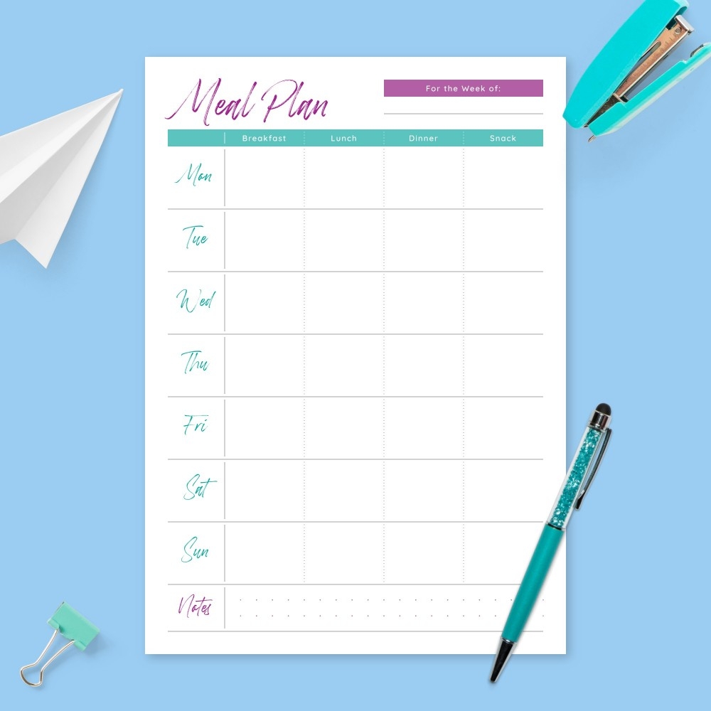 Free Printable Weekly Menu Planner