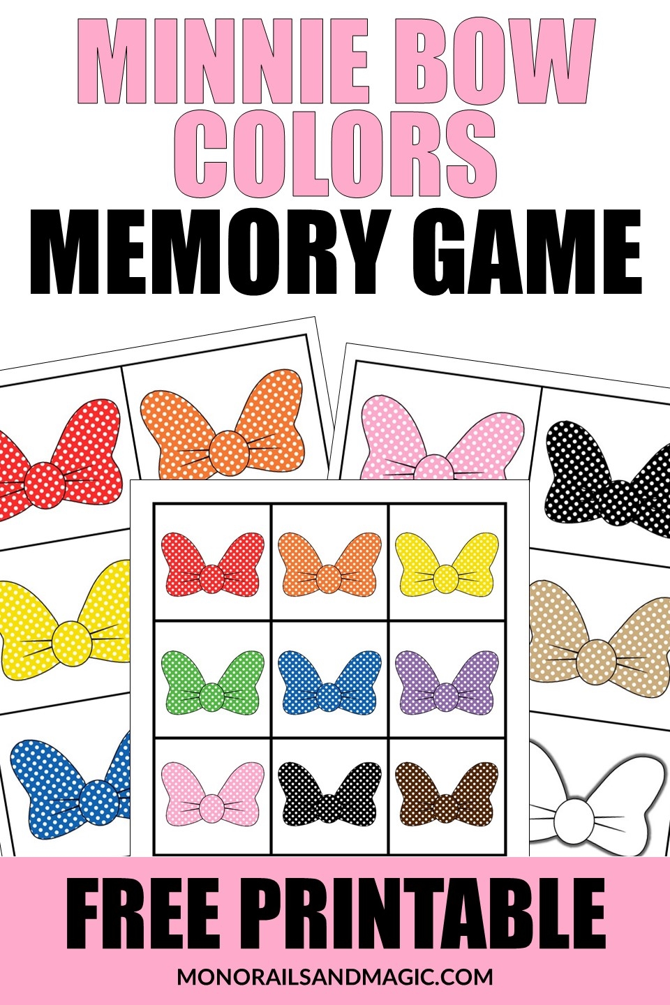 Minnie Bow Colors Memory Game Free Printable Monorails And Magic