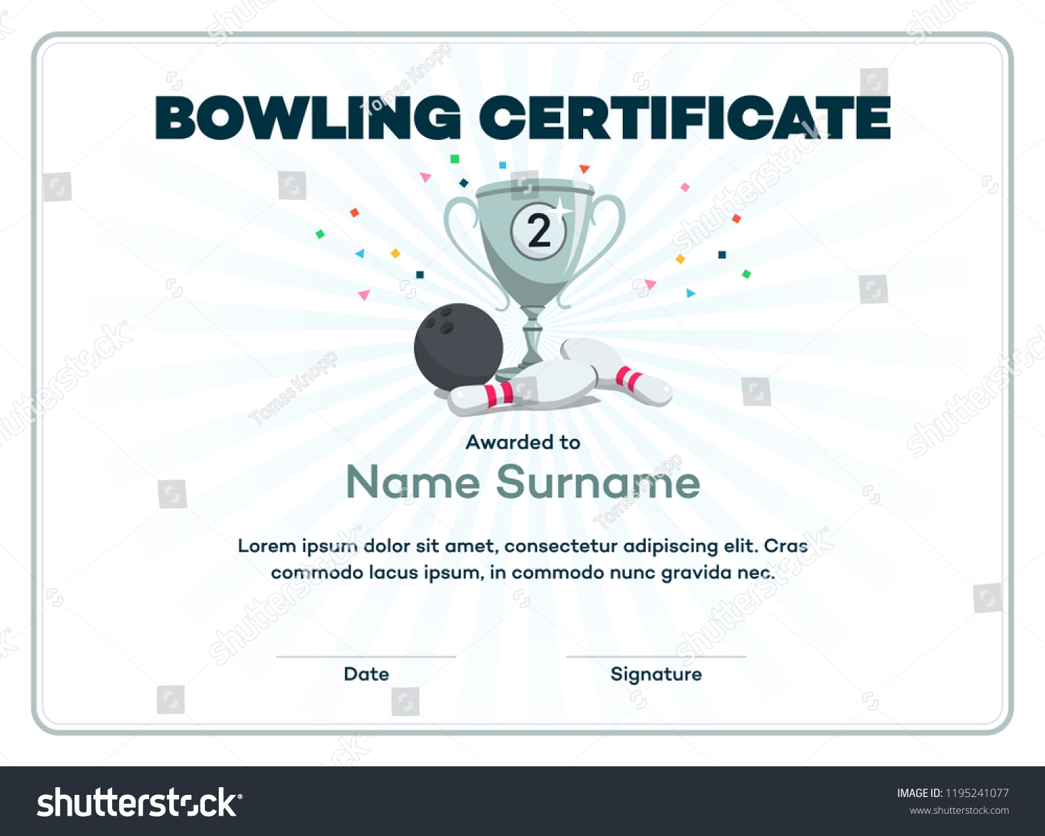 Modern Second Place Bowling Certificate Diploma Stock Vector Royalty Free 1195241077 Shutterstock
