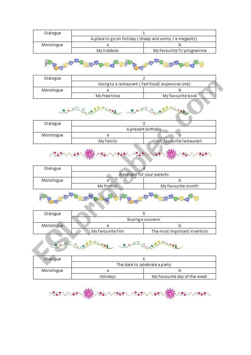 Monologue And Dialogue A1 13 Dialogues 26 Monologues ESL Worksheet By Nataliaalmoines