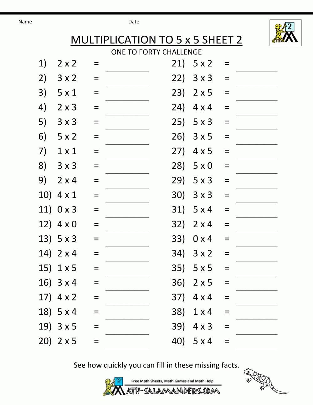 Multiplication Worksheets Printable Free