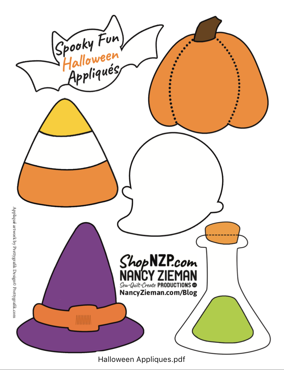 Nancy Zieman The Blog Halloween Applique Coaster Sewing Tutorial FREE Applique Printable