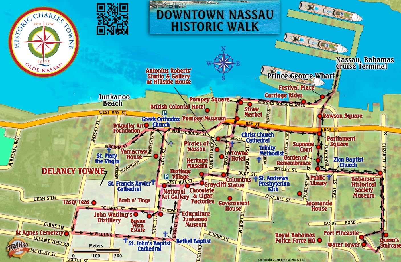 Nassau Historic Walking Tour New Providence Island Bahamas Maps Laminated Card Franko Maps Ltd 9781601904638 Amazon Books