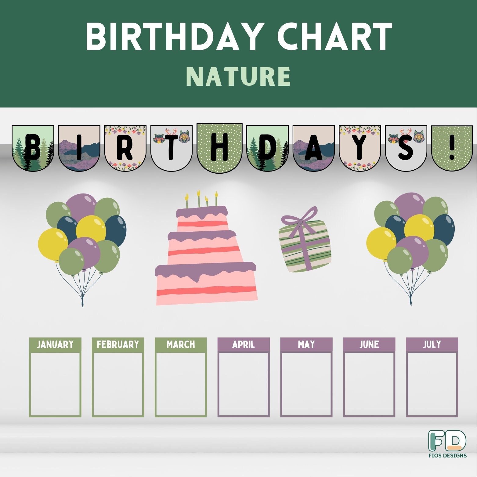 Nature Birthday Chart Printable Easy And Fun Classroom Decoration Etsy