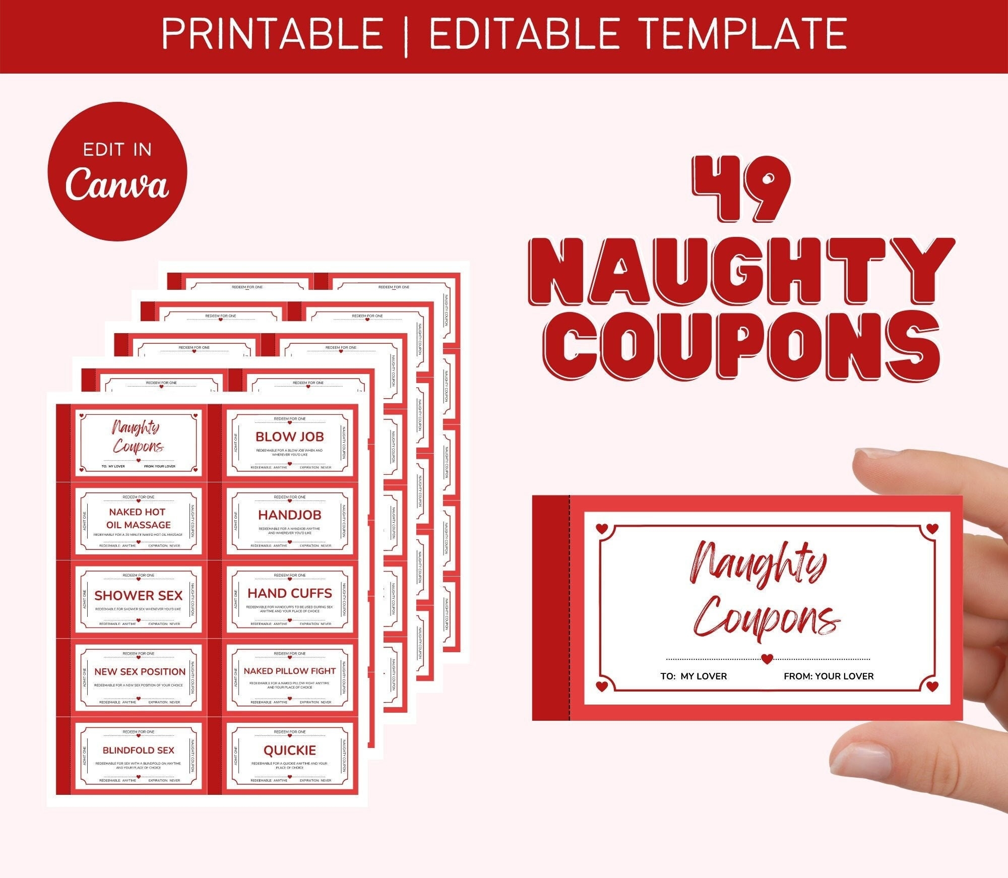 Naughty Coupons Digital Template Printable Sex Coupon Anniversary Gifts Love Kinky Him Her Last Minute Gift Mature Valentine Etsy