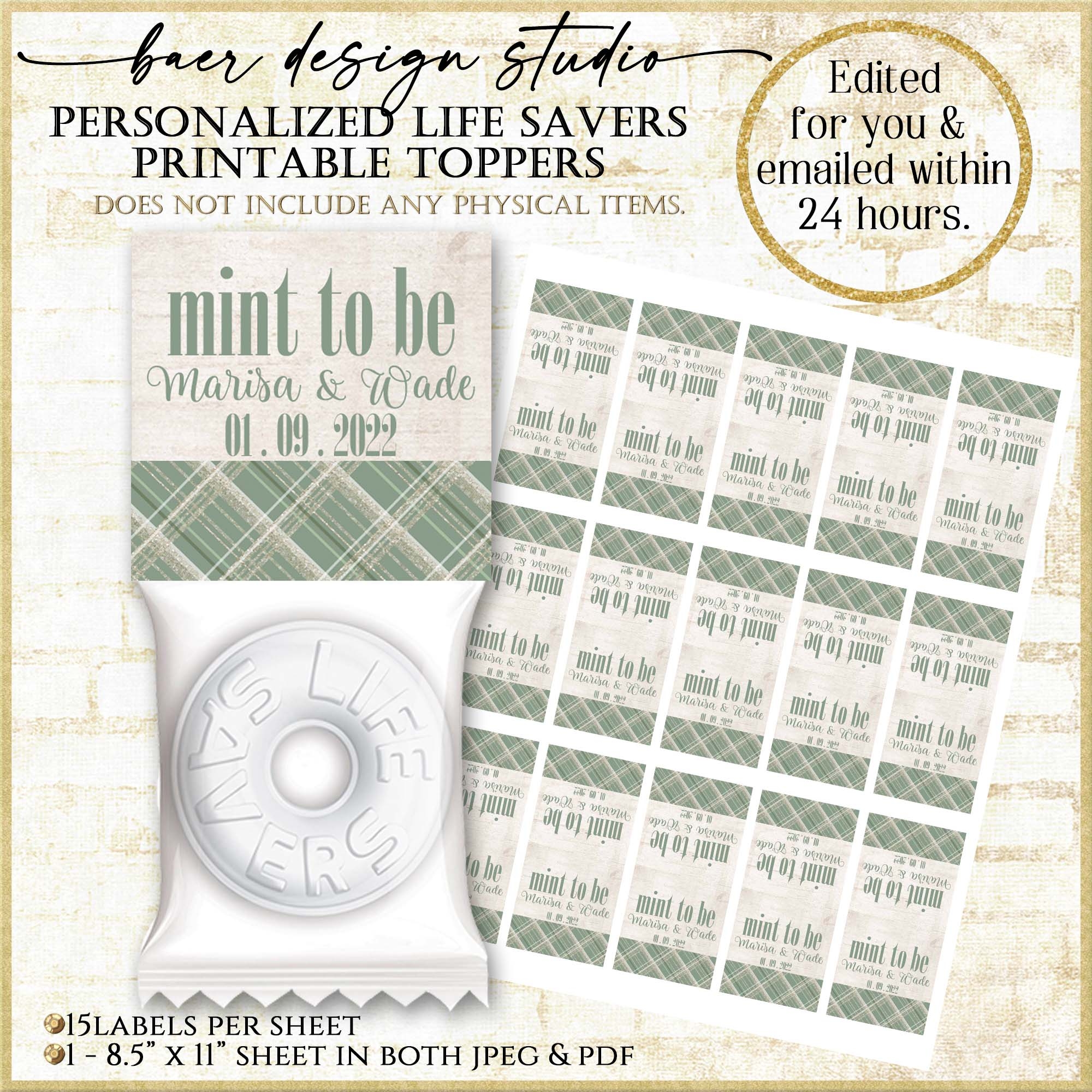 NEW Lifesaver Printable Tags FUN Flannel Fling Party Favors 11822 Baer Design Studio