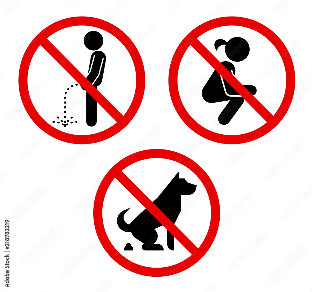 No Pee Sign No Poop Sign Set Of Prohibition Signs Signs Of Restriction No Dog Poop Sign Stock Vector Adobe Stock