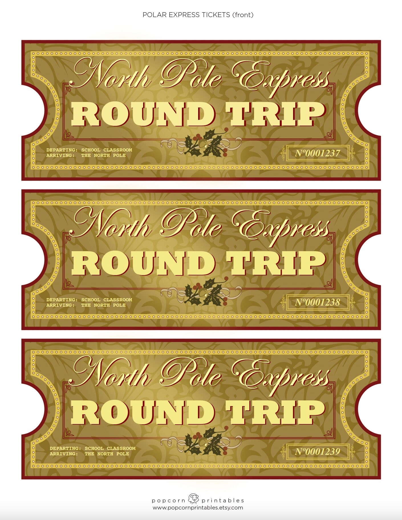 North Pole Express Tickets FULLY Editable Instant Download PDF File School Party 2 Pages Christmas Printable All Aboard Etsy