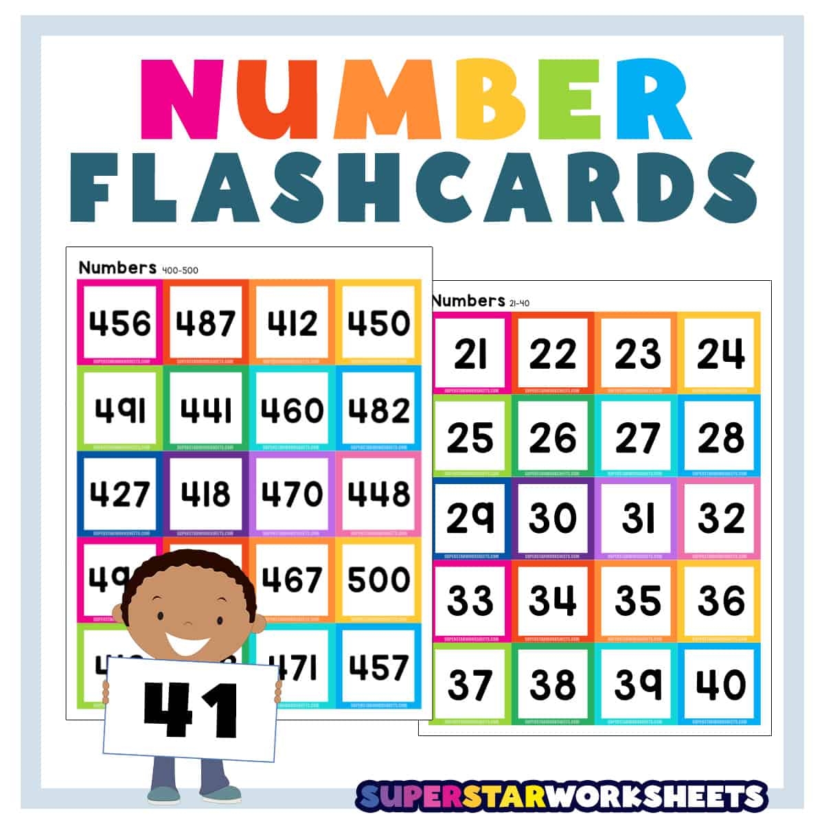 Number Flashcards Superstar Worksheets