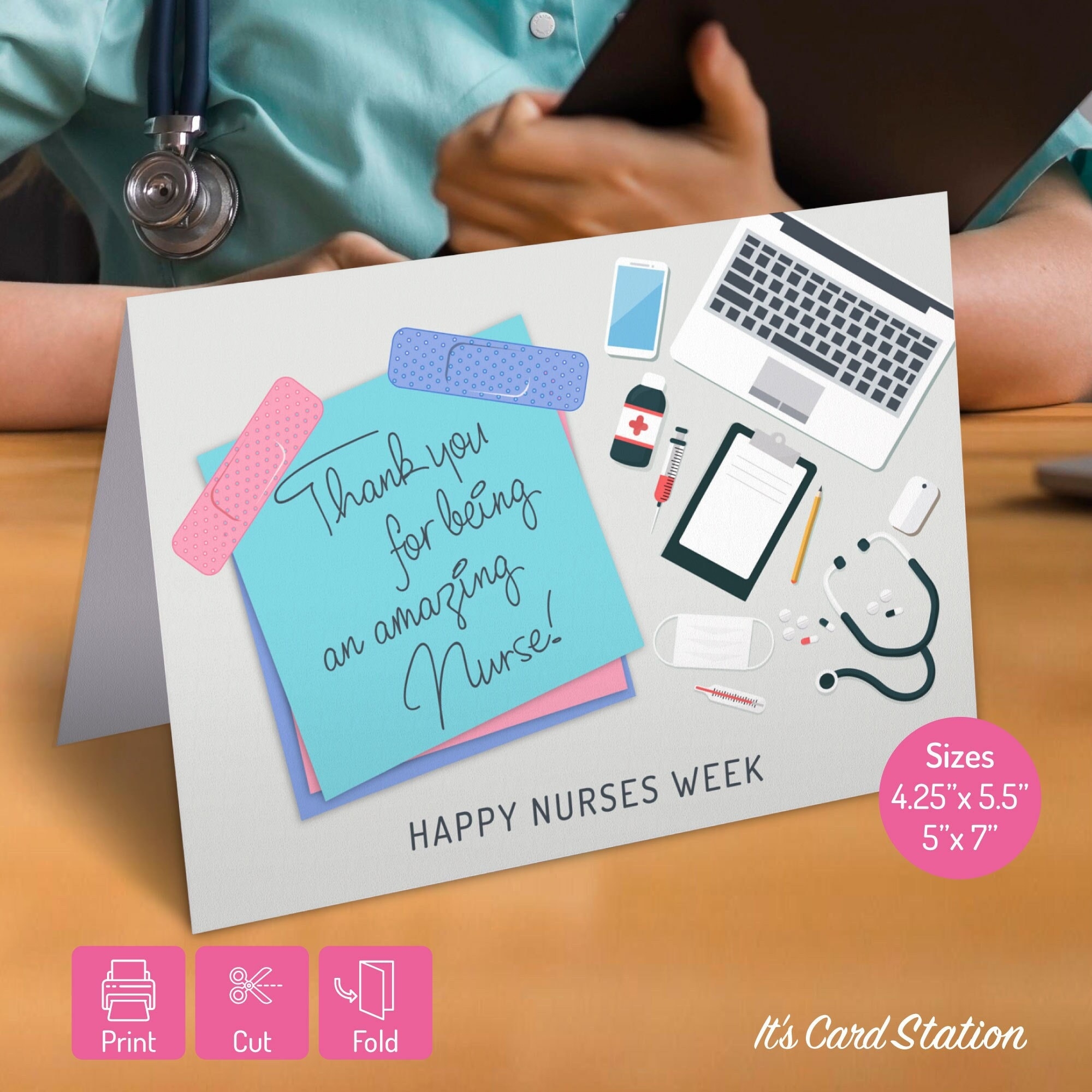 Nurse Appreciation Week Card Printable Happy Nurses Week Card Cute Nurses Day Card Printable Nurse Gift Digital Instant Download Etsy
