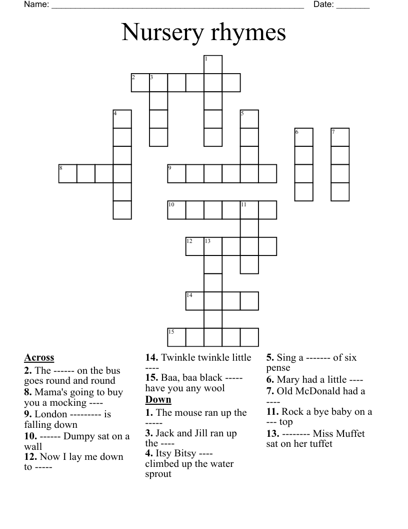 Nursery Rhyme Anagram Free Printable