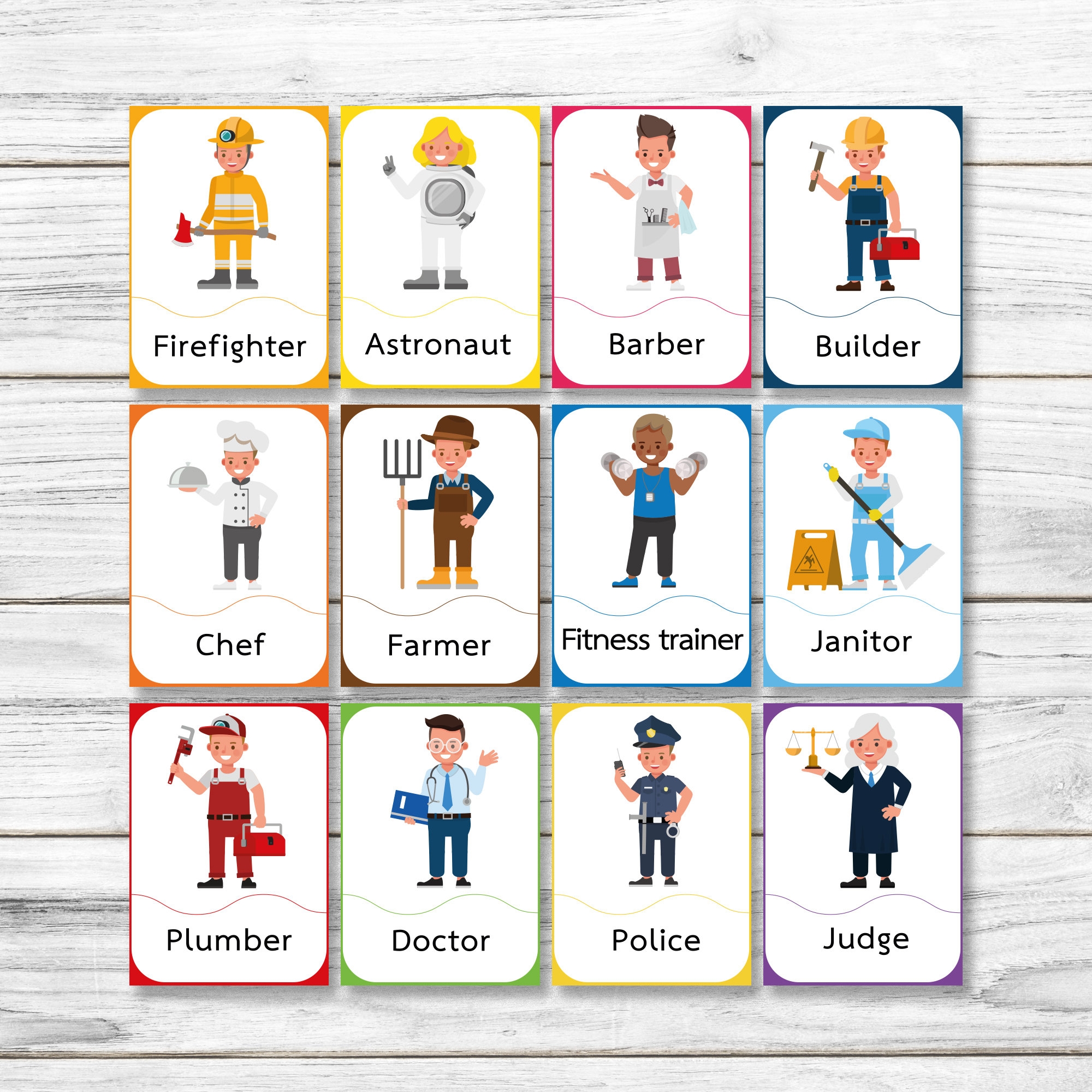 Occupations Digital Printable Flashcard Community Helpers Printable Cards Printable Flashcard Occupations Flashcard Etsy