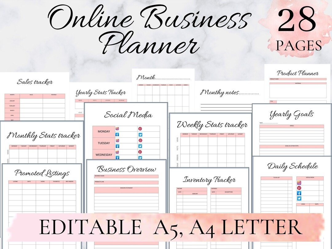 Online Business Planner Business Planner Business Planner Printable PDF Etsy Business Planner Small Business Planner Editable A4 A5 Etsy