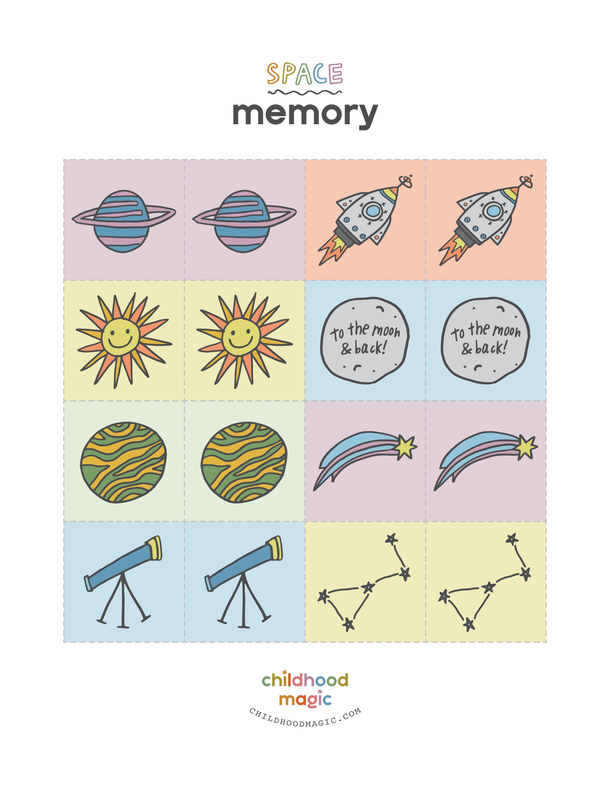 Outer Space Memory Game Childhood Magic