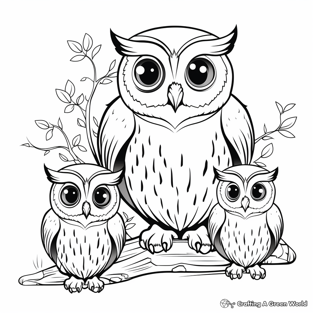 Owl Family Coloring Pages Free Printable 