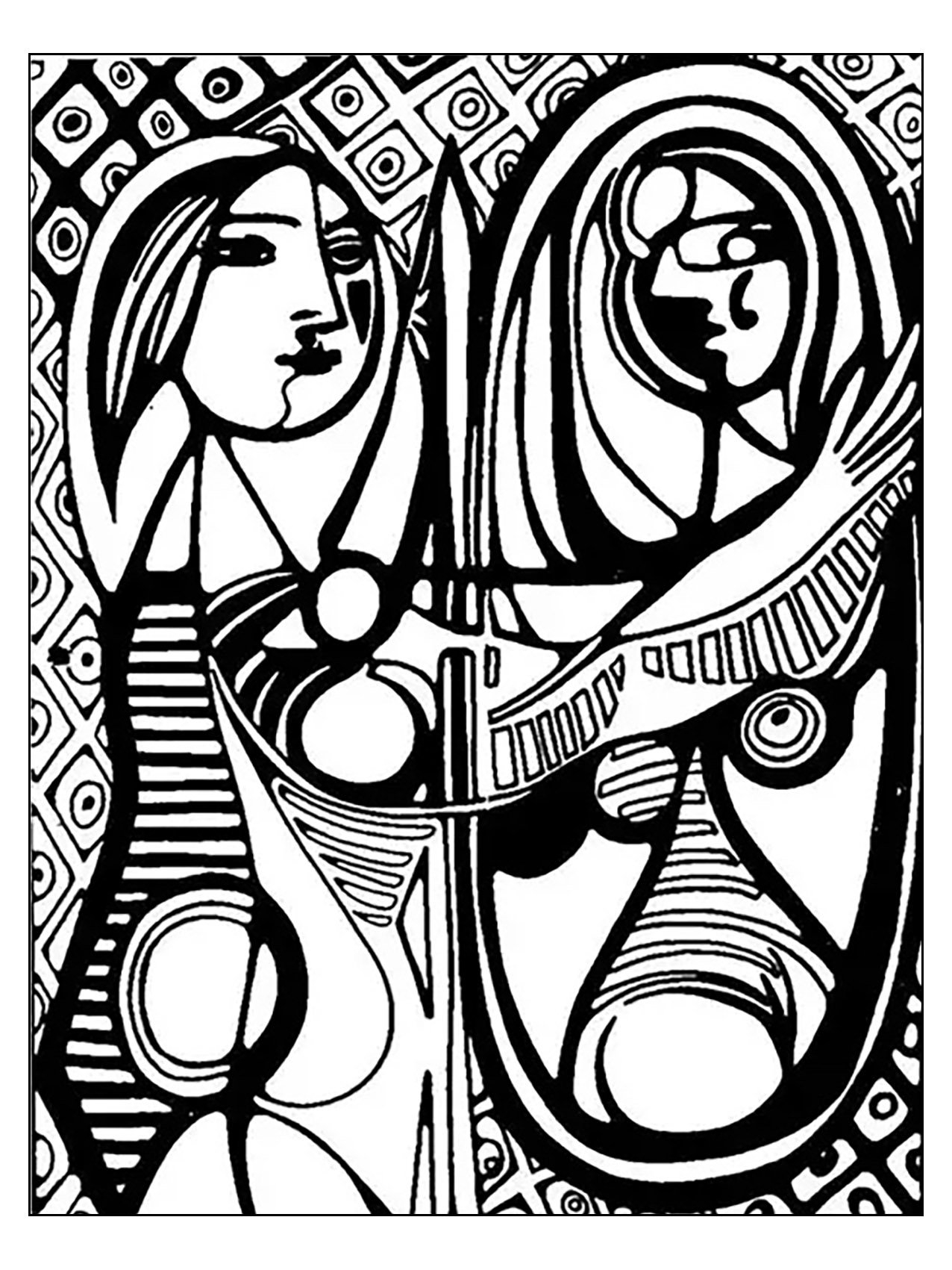 Pablo Picasso Girl Before A Mirror Masterpiece Coloring Pages For Adults