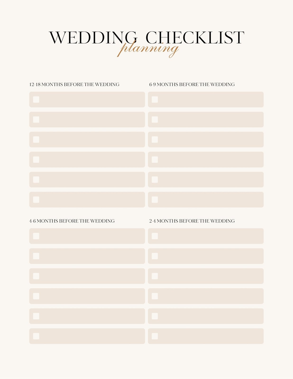 Page 2 Free Custom Printable Wedding Timeline Planner Templates Canva