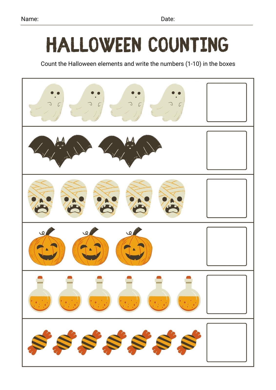 Free Printable Halloween Math Worksheets