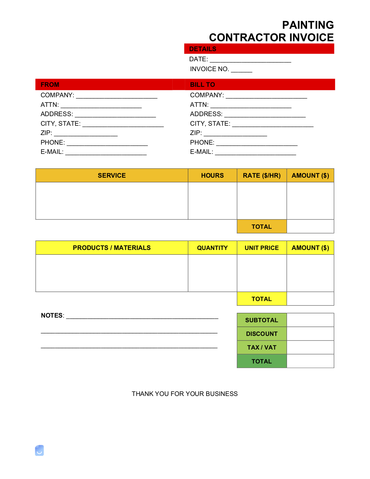 Painter Invoice Template Invoice Maker