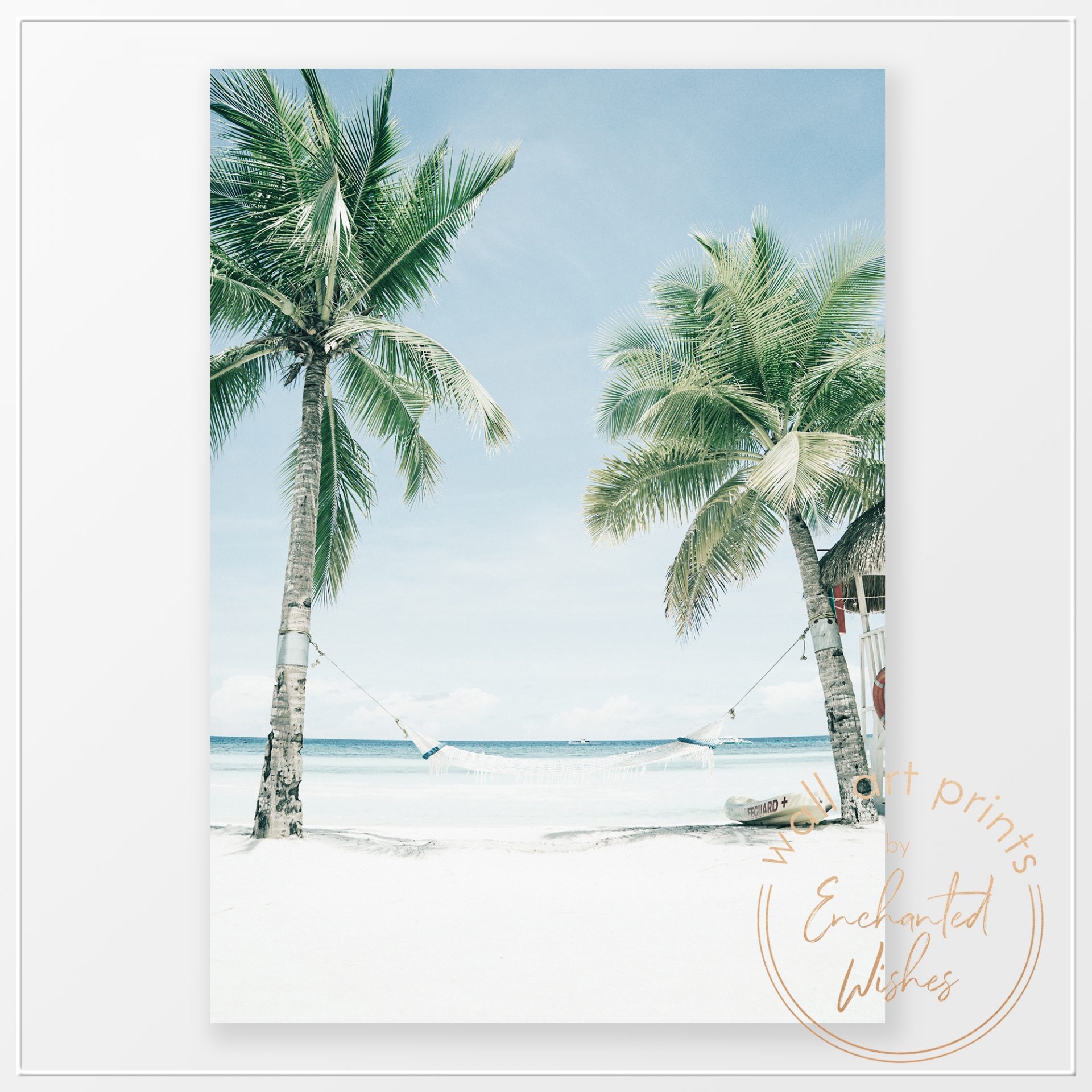 Palms With Beach Hammock Photo Print FREE Wall Art