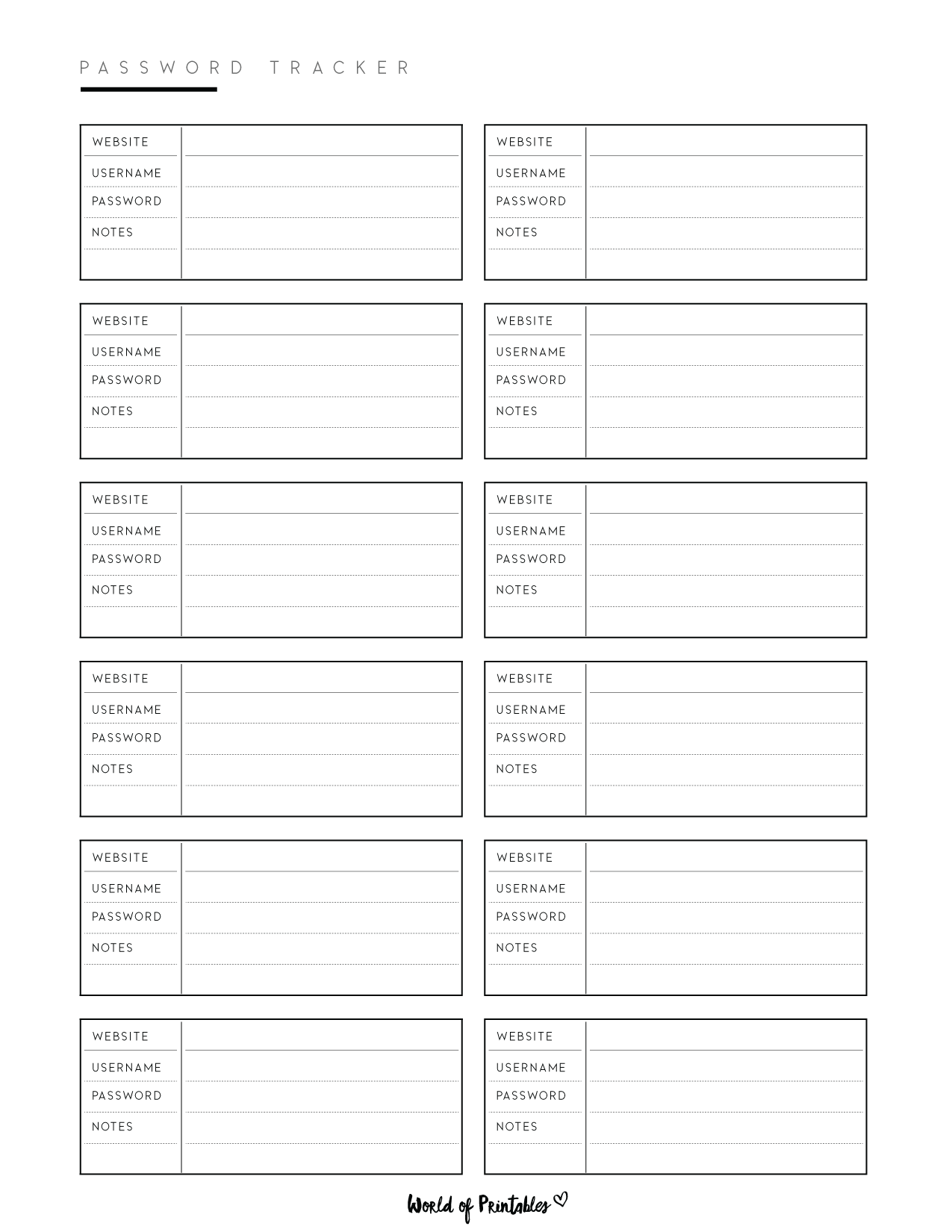 Password Logs 25 Free Password Templates World Of Printables