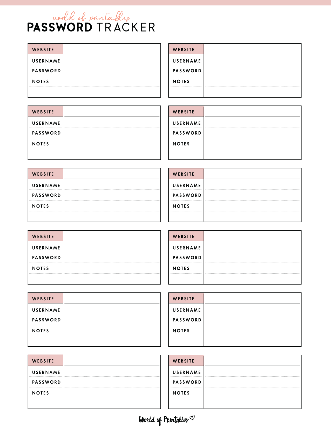 Password Keeper Printable Free