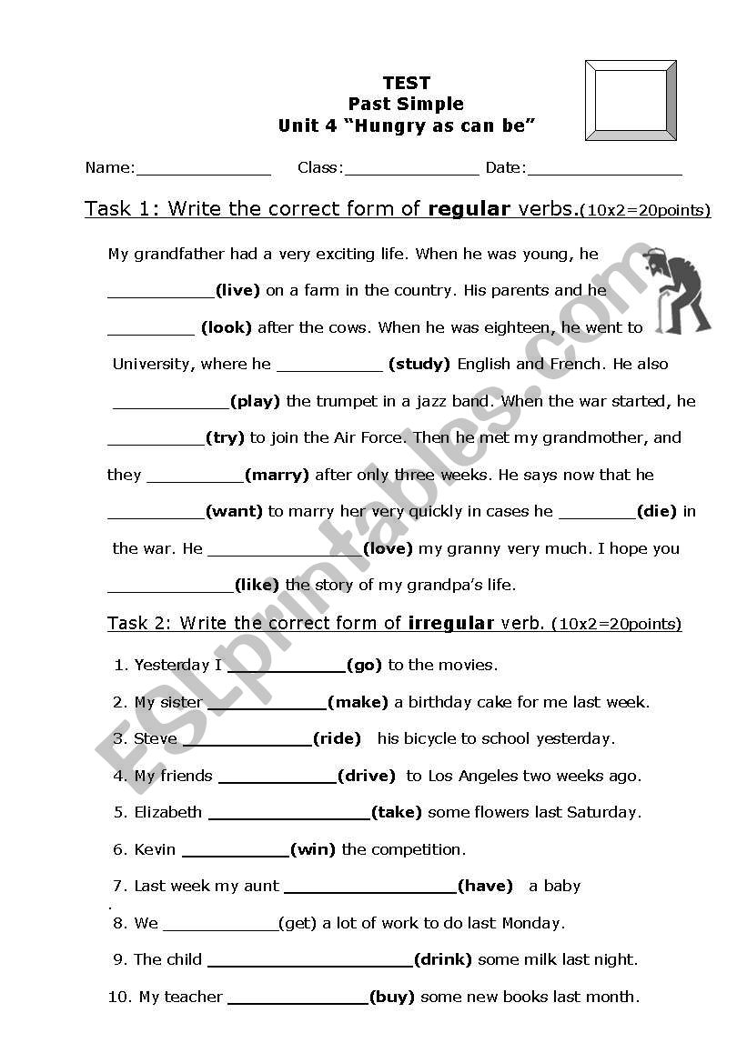 Free Printable Verb Test