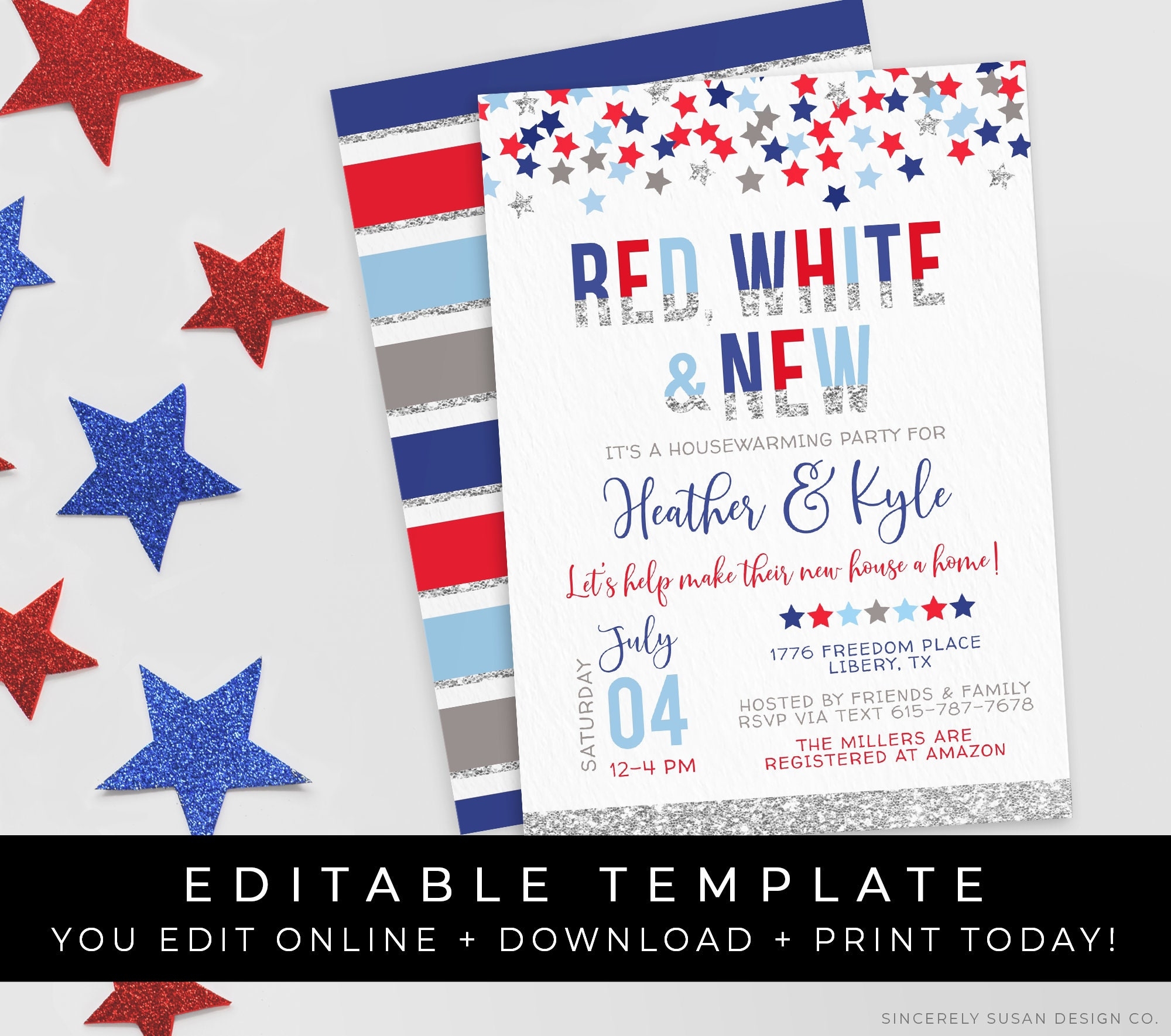 Patriotic Housewarming Invitation New Home 4th Of July Printable Invitation Just Moved Military PCS Editable Template Download Corjl 060 Etsy