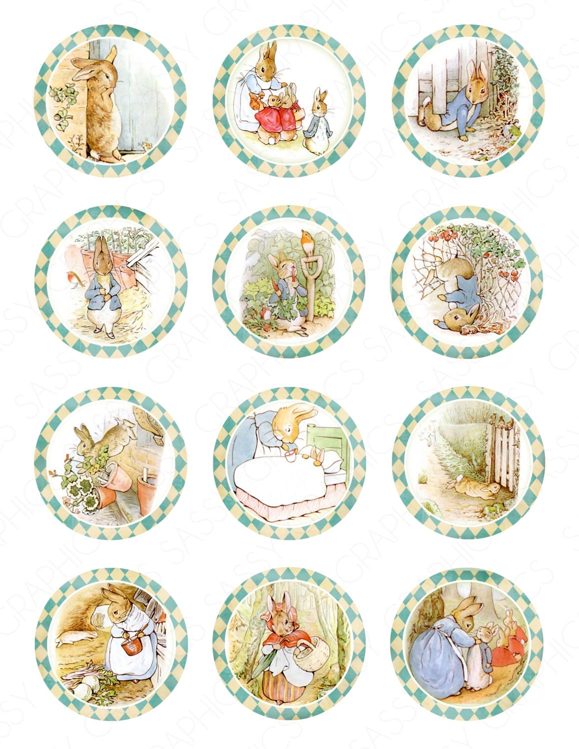 Peter Rabbit Cupcake Toppers Baby Shower Birthday Party Printable Peter Rabbit Decor Cupcake Picks Cupcake Wraps Instant Download 3 Etsy