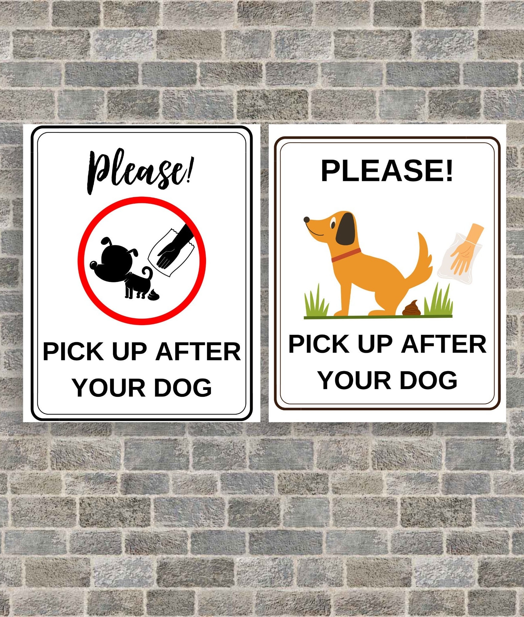 Pick Up After Your Dog Sign X 2 Printable Yard Sign Pick Up After Your Dog Digital Download Dog Poop In Yard Sign Etsy