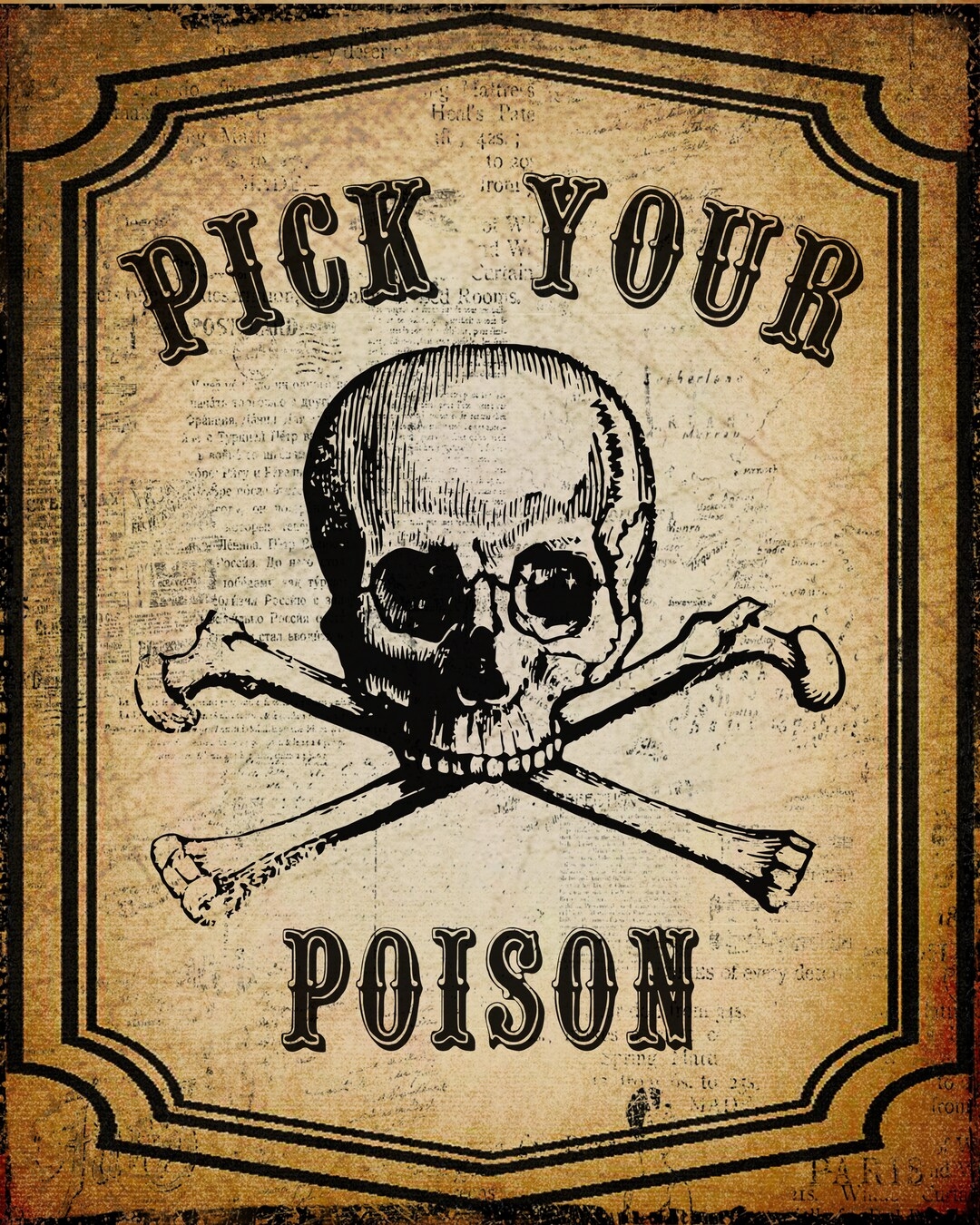 Pick Your Poison Halloween Sign Halloween Decor Bar Cocktail Table Decoration Etsy