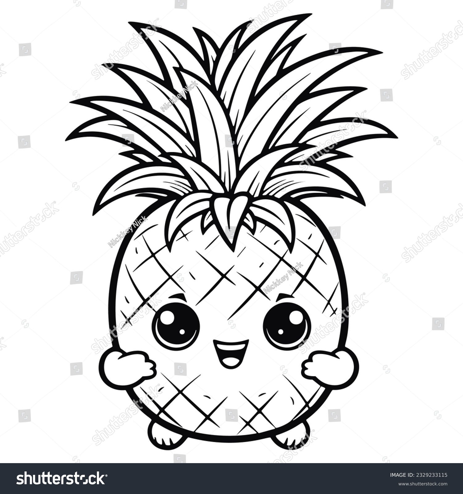 Pineapple Coloring Book Photos Images Pictures Shutterstock