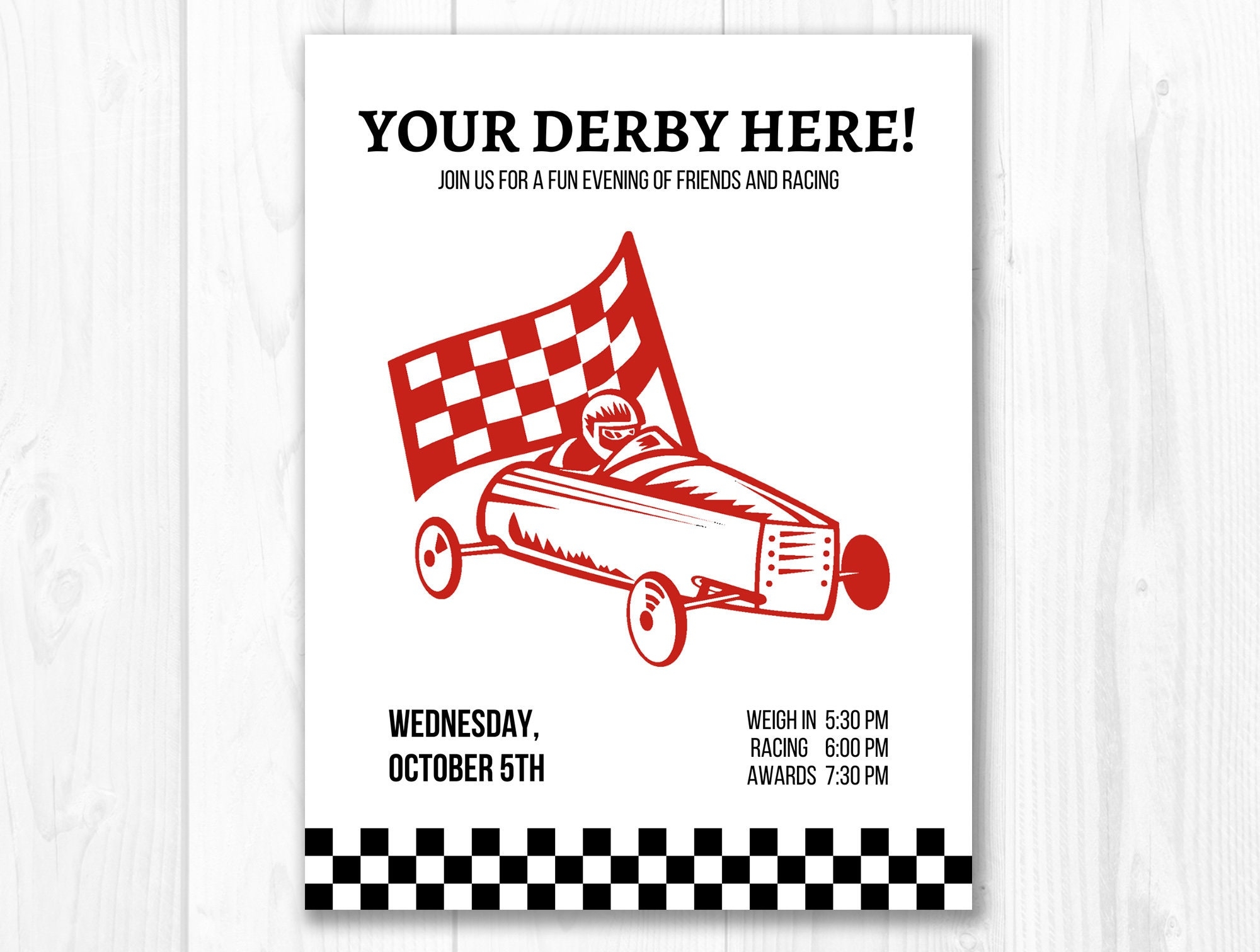 Pinewood Race Flyer Derby Invitations Printable Editable Download Etsy