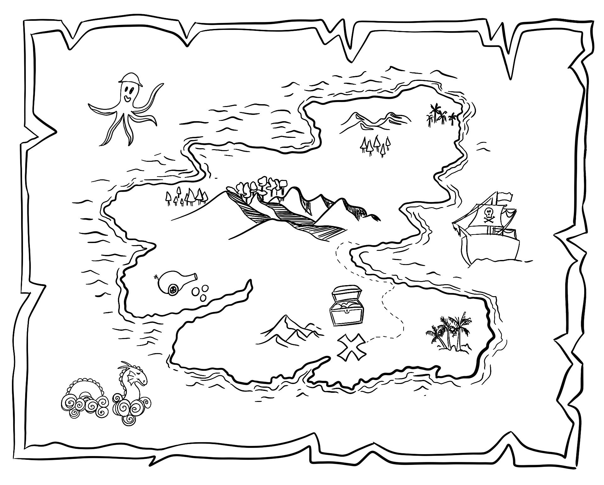 Pirate Map Template 10 Free PDF Printables Printablee