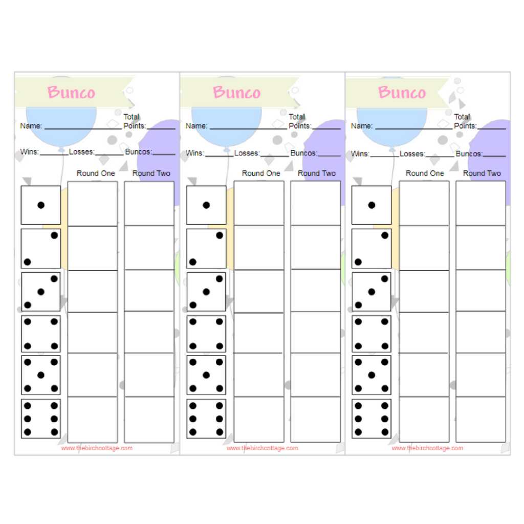Play Bunco With Printable Bunco Score Tally Tent Cards The Birch Cottage