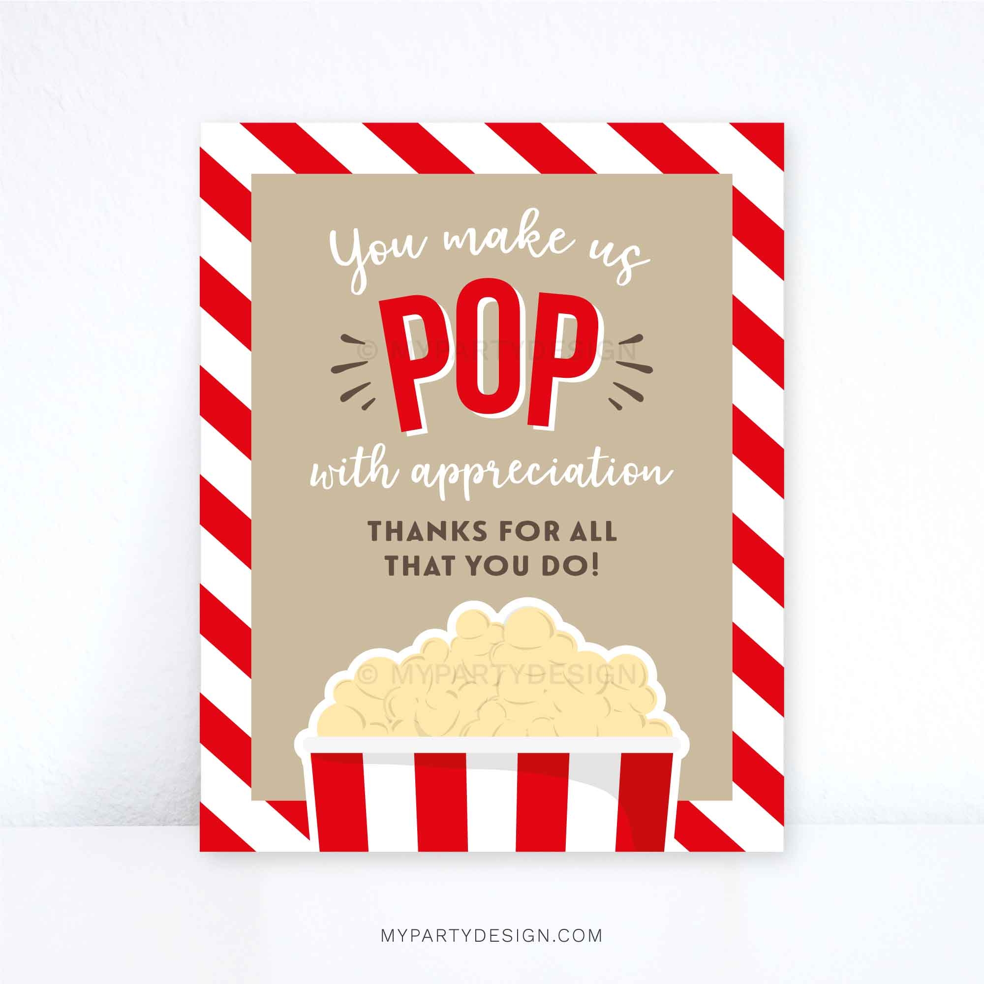 Free Popcorn Teacher Appreciation Printable