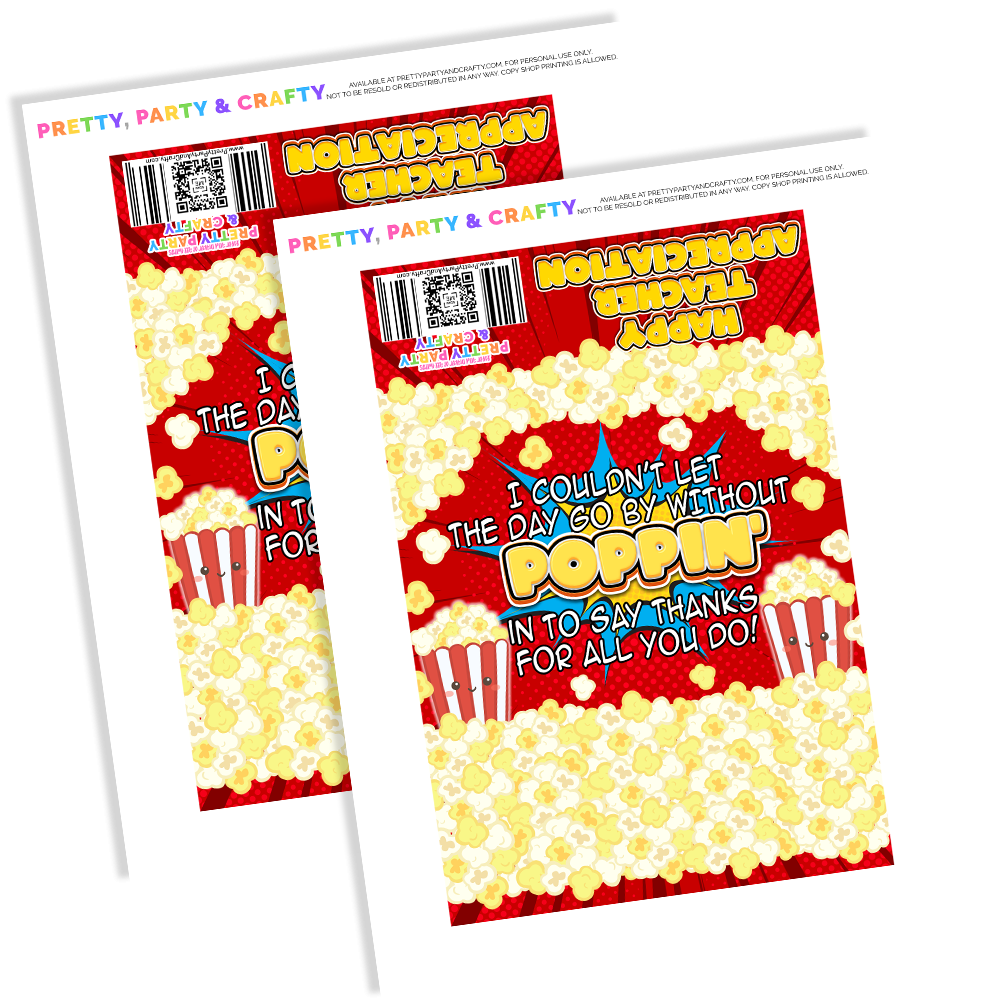 Popcorn Teacher Appreciation Free Printable Pretty Party Crafty