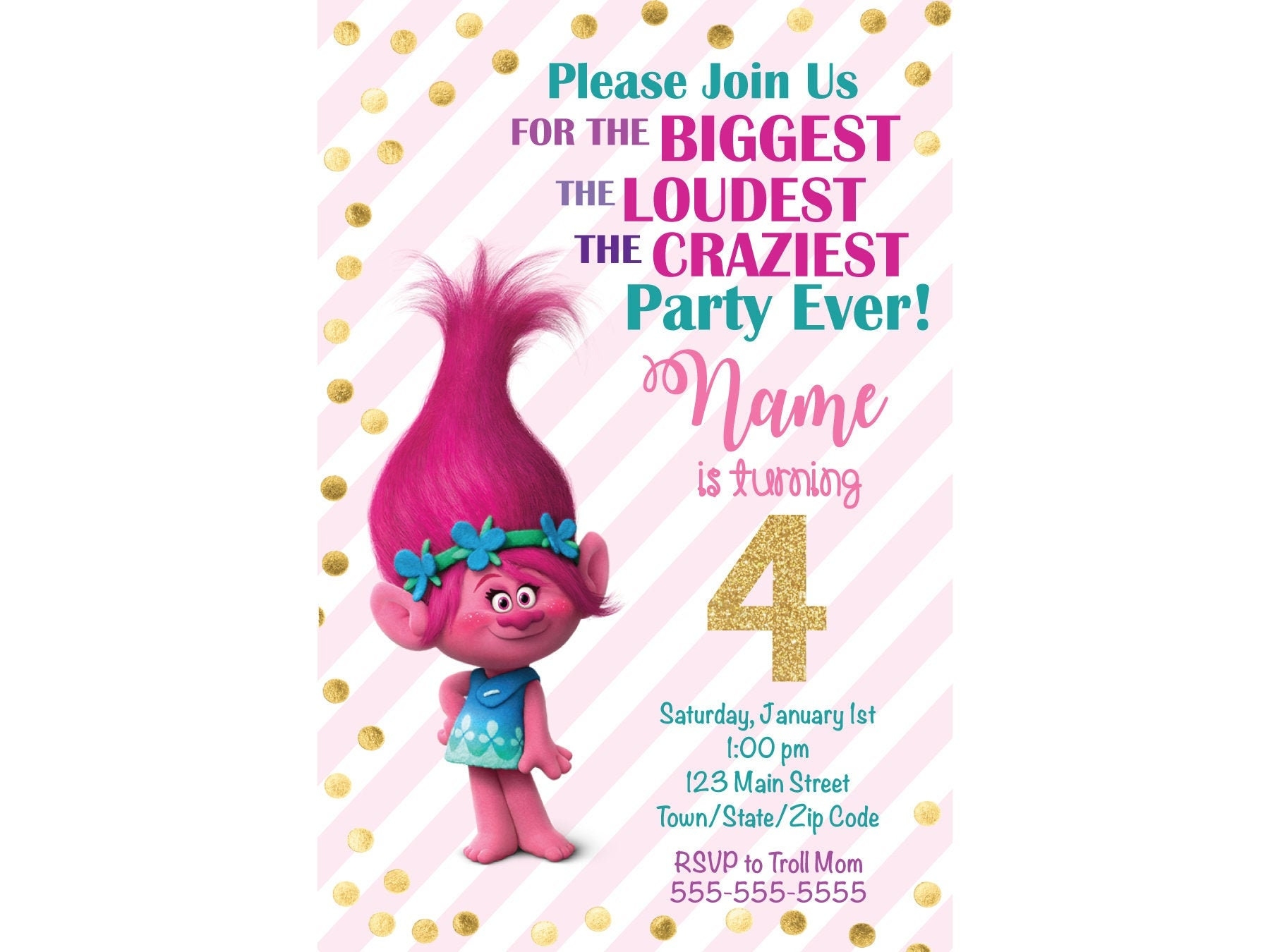 Free Printable Troll Invitations