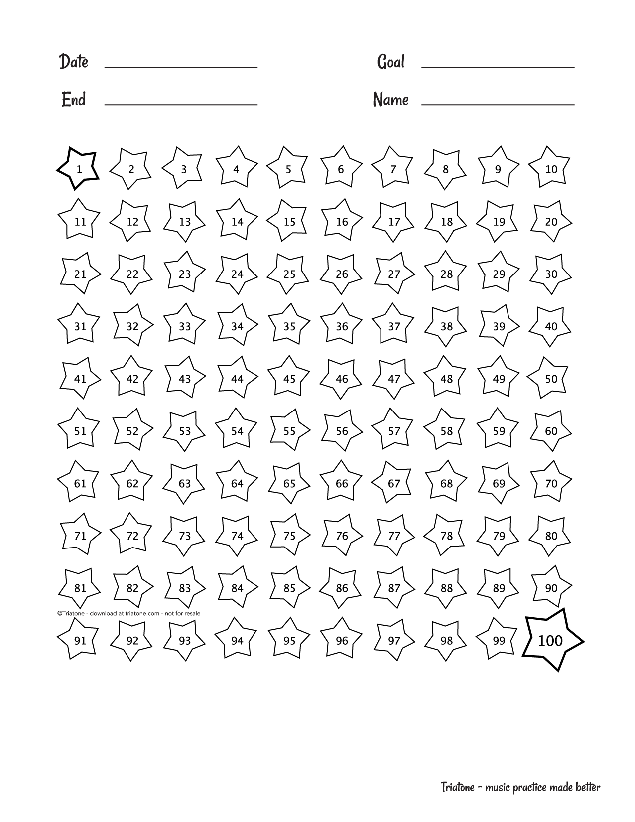 Practice Chart 100 Stars Triatone