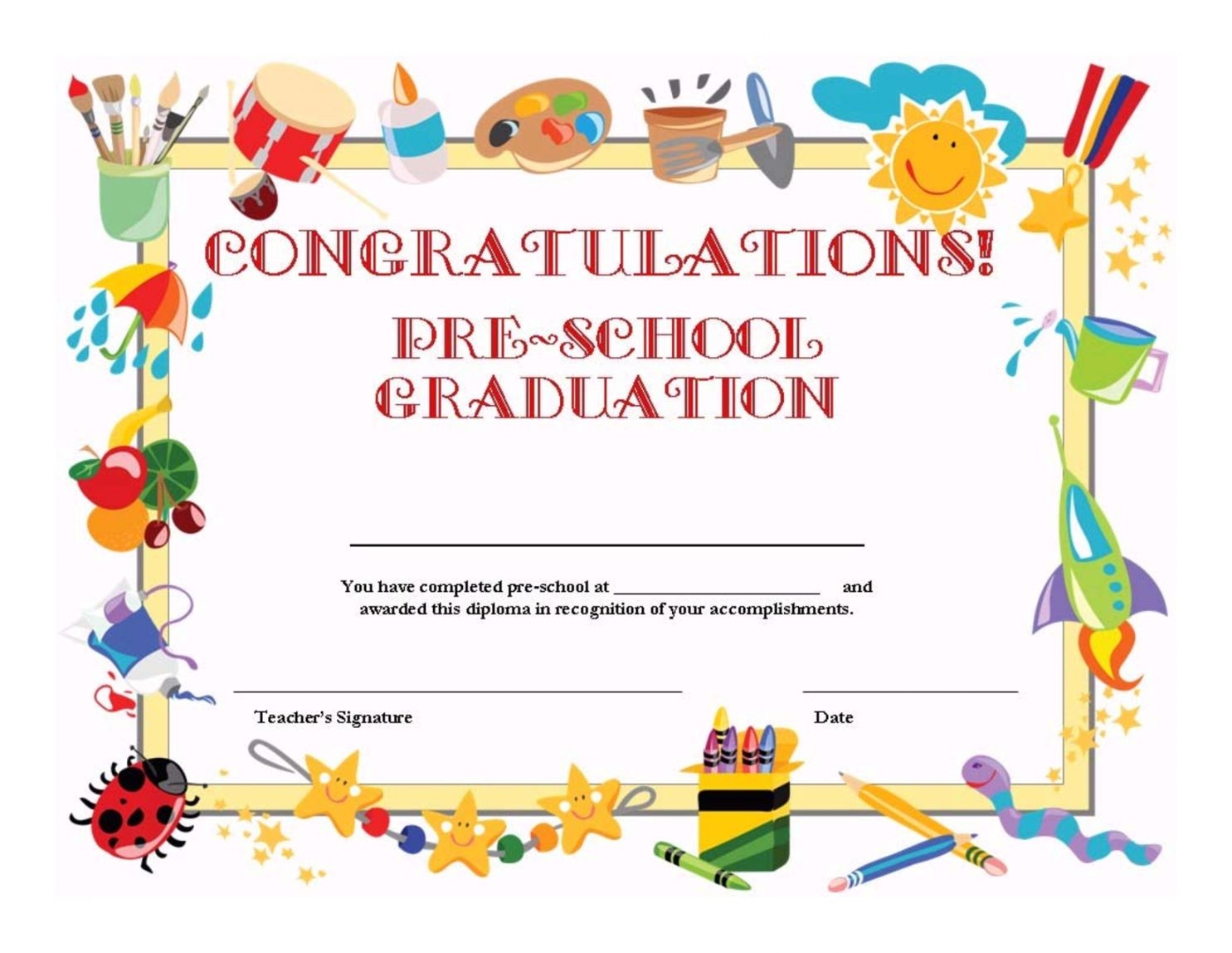 Preschool Graduation Certificate Template EmetOnlineBlog