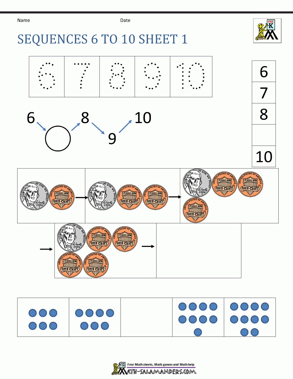 Preschool Number Worksheets Sequencing To 10