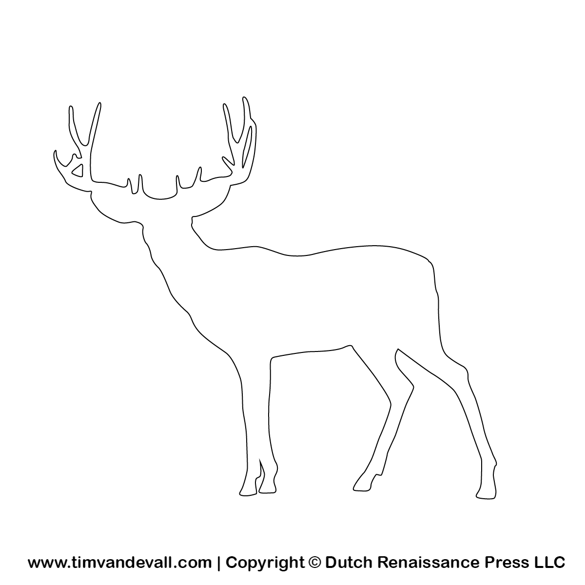 Prinable Deer Silhouette Stencil And Outline Tempalte