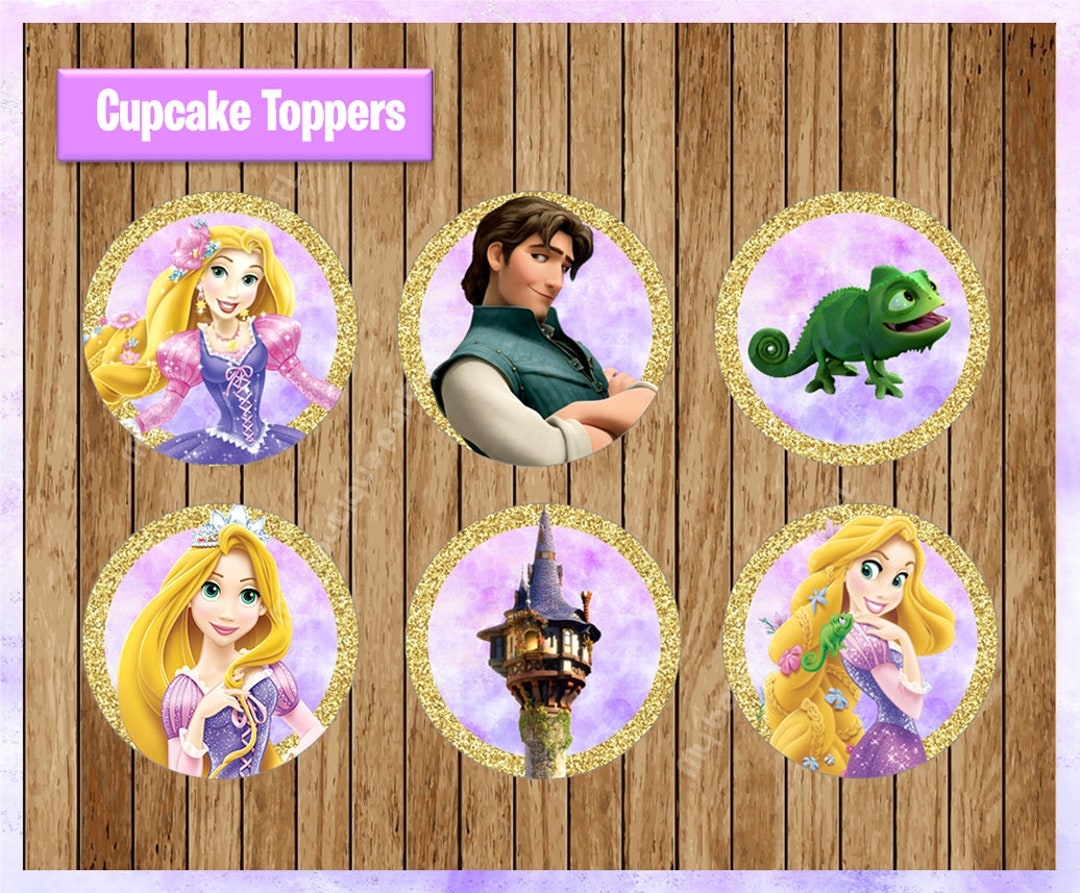 Princess Rapunzel Toppers Instant Download Printable Princess Party Cupcakes Topper Tangled Cupcakes Toppers Etsy