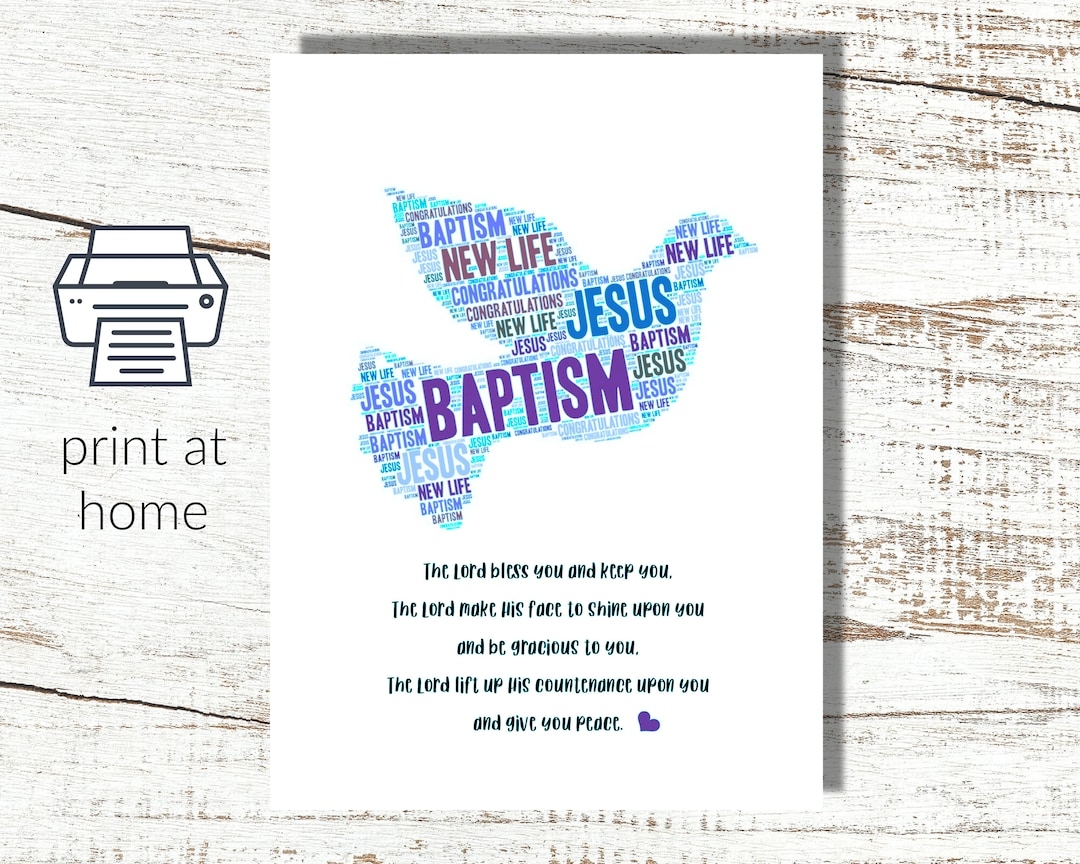 Print At Home Baptism Card Instant Download Water Baptism Printable Digital Baptism Card Christian Baptism Adult Baptism Etsy