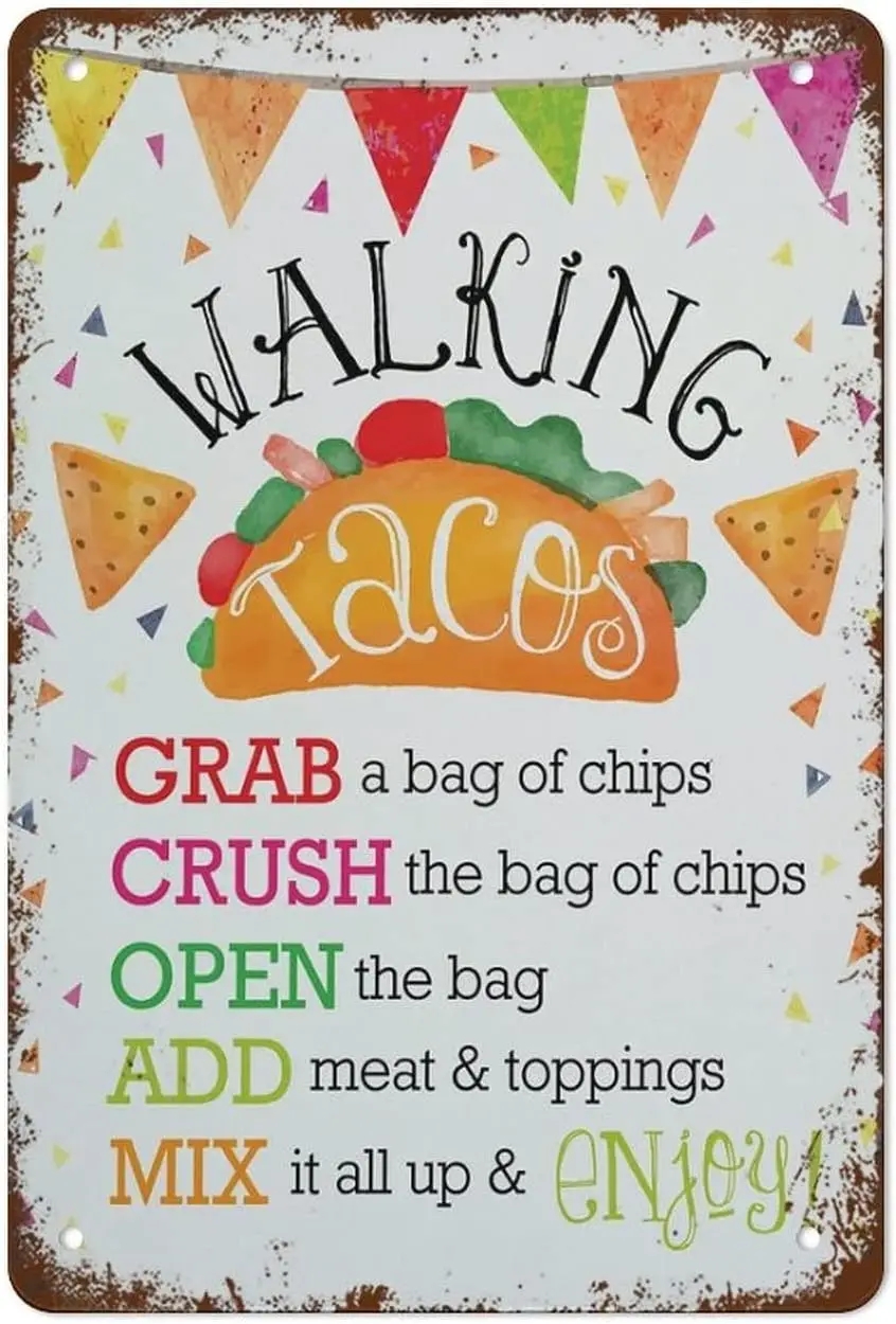 Print Walking Tacos Sign Mexican Fiesta Walking Taco Bar Bridal Shower Birthday Taco Bar Sign Best Vintage Fun Home AliExpress