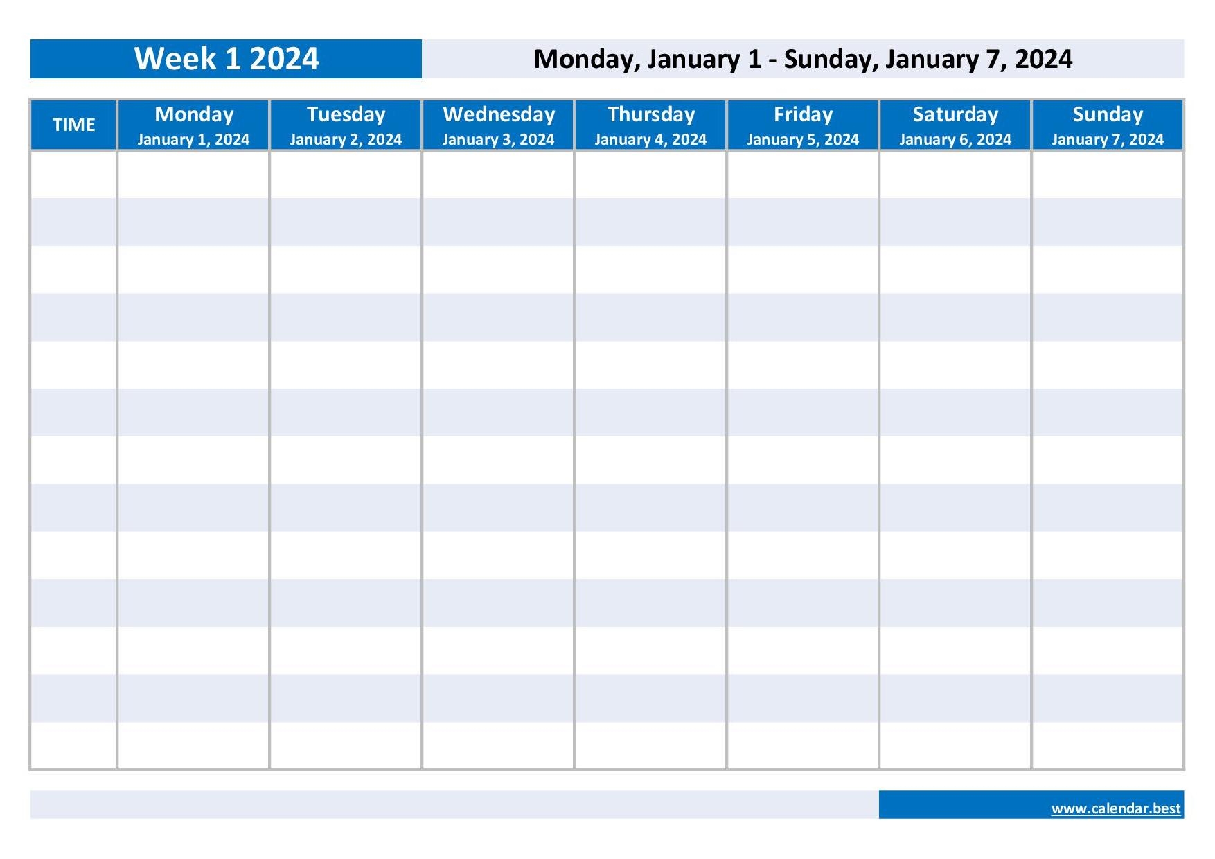 Printable 2024 Weekly Calendar
